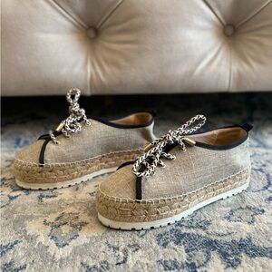 Botkier Beige and Black Espadrille Sneakers
